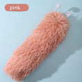 Load image into Gallery viewer, Pink plush caterpillar cat toy displayed on blue background with white antennae
