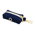 Charger l'image dans la visionneuse de la galerie, Zip-closure navy blue corduroy poop bag holder with gold hook and dispenser hole
