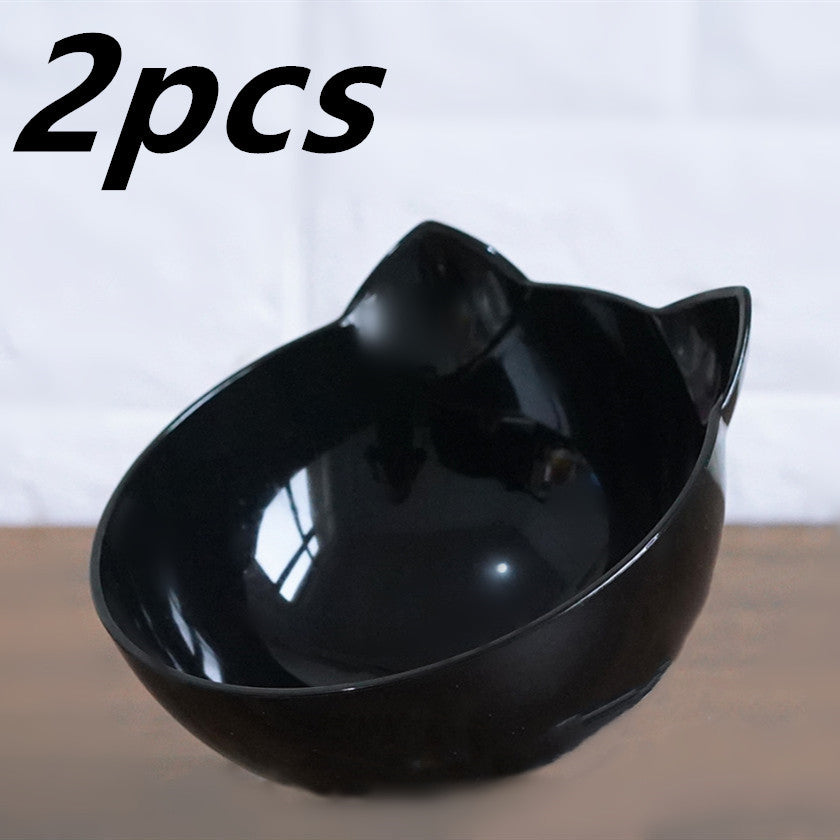 Close-up clear side view of cat ear shaped transparent bowl