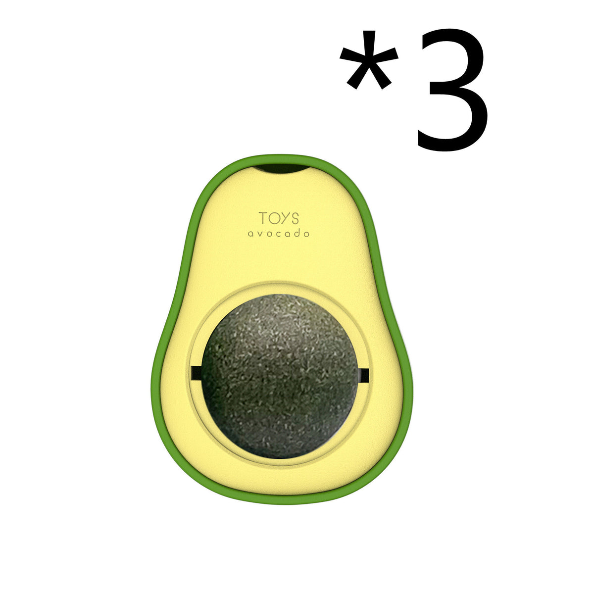 Two avocado catnip toys shown separately with their catnip balls on a white background