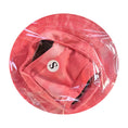 Load image into Gallery viewer, Top view of pink breathable pet bucket hat with inner elastic strap labeled size S
