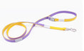 Load image into Gallery viewer, Purple and yellow adjustable woven fabric dog leash coiled with buckle and metal clasp
