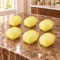 Load image into Gallery viewer, Six yellow square silicone pet bath brushes on brown marble
