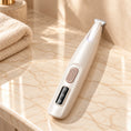 Load image into Gallery viewer, White LED pet trimmer with rose-gold switch and narrow metal blade on light ivory-beige marble. Complete-tool option shown.
