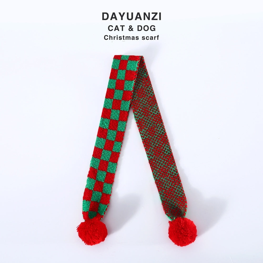 Knitted Wool Plaid Snowflake Santa Claus Scarf