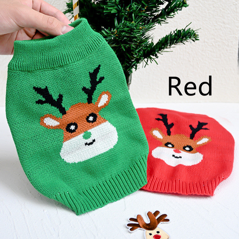Pull de Noël pour animaux de compagnie, motif imprimé élan, tricot pour chiens et chats, hiver chaud, Noël, Nouvel An, tricot, vêtements tricotés, mignon pour animaux de compagnie