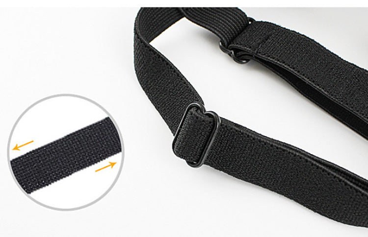 Close-up of adjustable black nylon strap for pet goggles