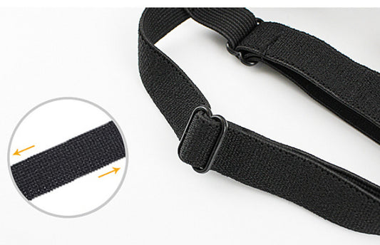 Close-up of adjustable black nylon strap for pet goggles