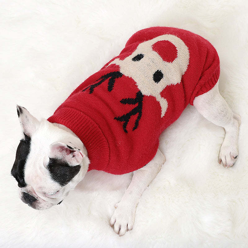 Pull de Noël pour animaux de compagnie, motif imprimé élan, tricot pour chiens et chats, hiver chaud, Noël, Nouvel An, tricot, vêtements tricotés, mignon pour animaux de compagnie
