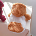 Cargar la imagen en la vista de la galería, Close-up of burnt orange and white lamb fleece dog sweater showing pocket and hood detail

