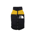 Charger l'image dans la visionneuse de la galerie, Front view of black and yellow waterproof dog vest with zipper closure and dual leash rings
