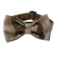 Load image into Gallery viewer, Front view of camouflage bow tie attached to adjustable dog collar
