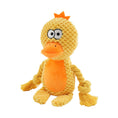 Load image into Gallery viewer, Yellow duck plush rope dog toy with bright orange belly and rope arms

