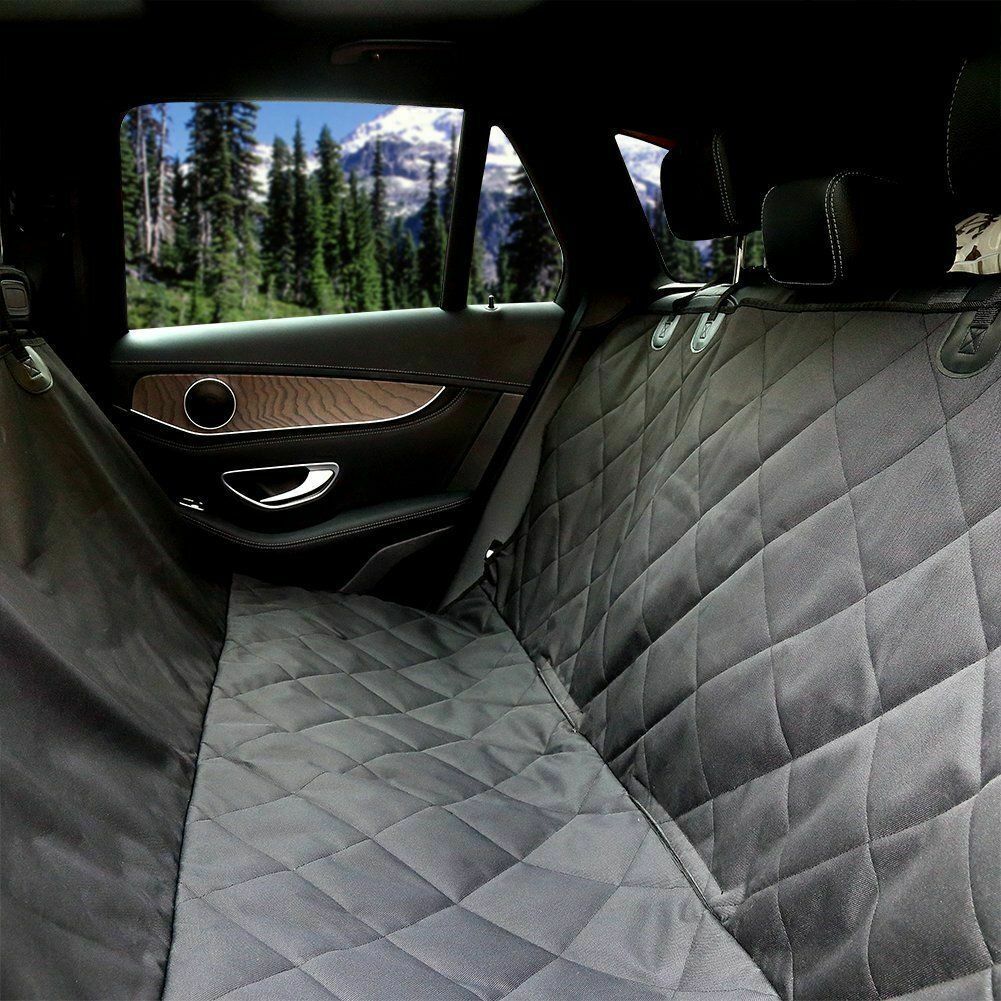 Funda de asiento trasero para coche, protector de banco impermeable para viajes de mascotas y perros, de lujo, color negro