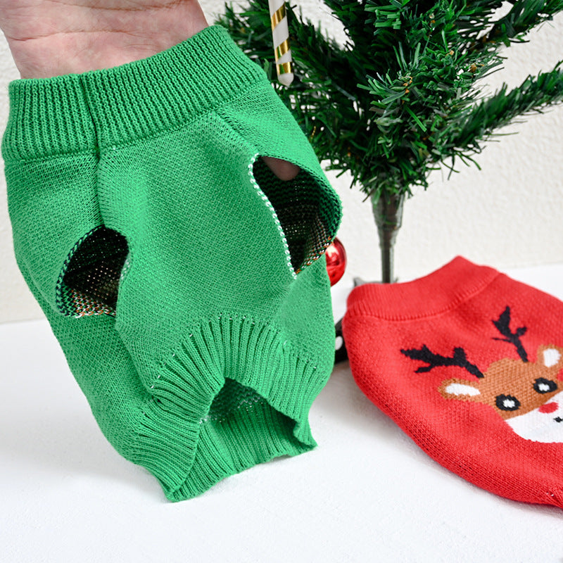 Pull de Noël pour animaux de compagnie, motif imprimé élan, tricot pour chiens et chats, hiver chaud, Noël, Nouvel An, tricot, vêtements tricotés, mignon pour animaux de compagnie