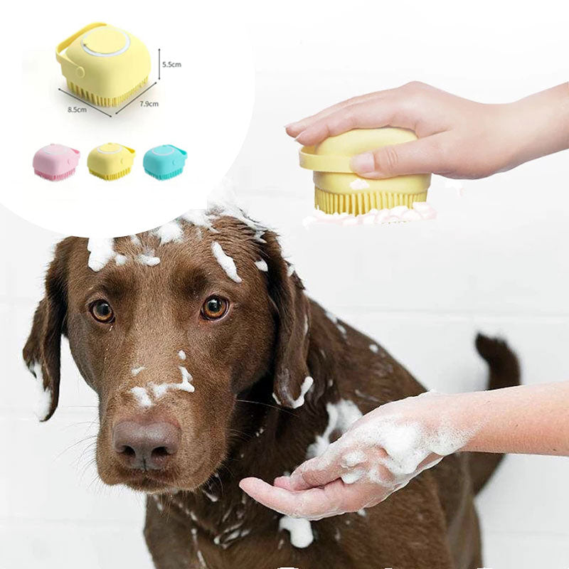 Silicone Dog Bath & Massage Glove with Shampoo Dispenser