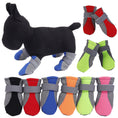 Charger l'image dans la visionneuse de la galerie, Black dog mannequin wearing blue breathable dog walking shoes with gray mesh sides
