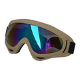 Charger l'image dans la visionneuse de la galerie, Khaki frame dog sunglasses with reflective blue lenses on white background
