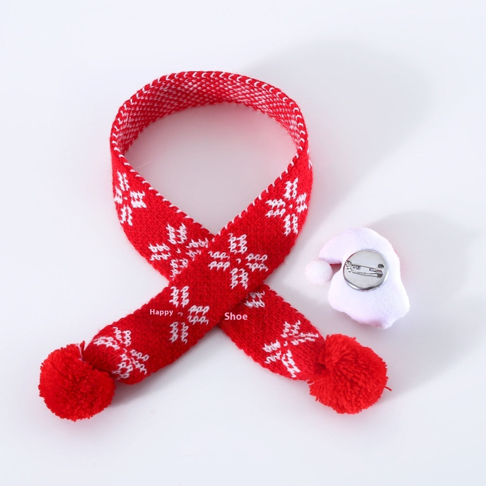 Knitted Wool Plaid Snowflake Santa Claus Scarf