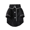 Charger l'image dans la visionneuse de la galerie, Black pet pajamas shirt laid flat showing white piping and buttons
