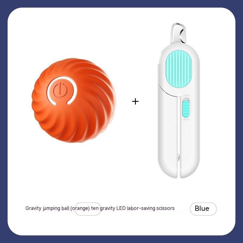 Orange LED ball paired with white and blue LED labor-saving scissors