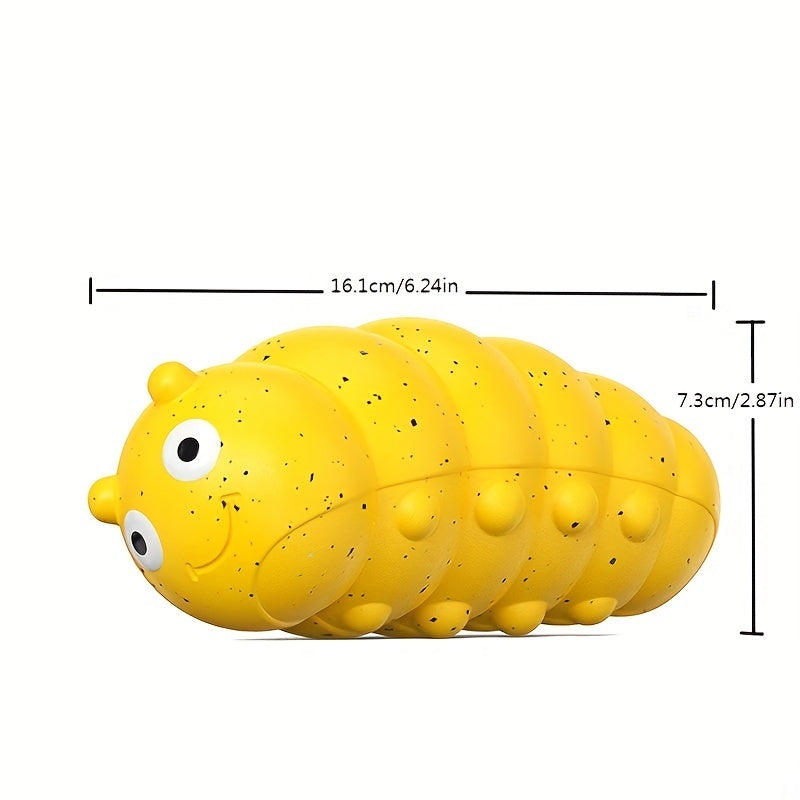 Interactive bug dog toy resting on a plain white surface showing vibrant colors and safe materials