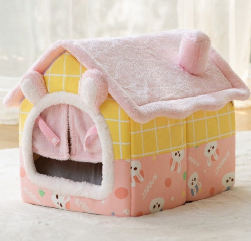 Casa plegable para perros, cama para gatos, casa de invierno para perros, caseta para dormir, nido extraíble, cueva cerrada cálida, sofá, suministros para mascotas