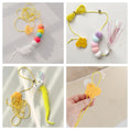 Cargar la imagen en la vista de la galería, Two colorful caterpillar plush cat toys with elastic yellow ropes and suction cup holders
