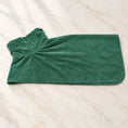 Load image into Gallery viewer, Single dark green dog drying robe without a separate belt on pale ivory marble
