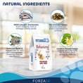 Cargar la imagen en la vista de la galería, Infographic showing natural ingredients: wild-caught anchovies, tea extract, valerian root, and linden flower with benefits
