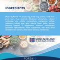 Cargar la imagen en la vista de la galería, Detailed ingredients list including lamb lung, chicken, pork liver, rice, minerals, vitamins, and herbal extracts with made in Iceland label
