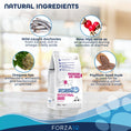 Cargar la imagen en la vista de la galería, Forza10 product with images and descriptions of natural ingredients including anchovies, rose hips, oregano, and psyllium seed husk
