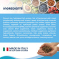 Cargar la imagen en la vista de la galería, Close-up of detailed ingredient list and mention of made in Italy kitchen for Forza10 dog food
