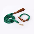 Load image into Gallery viewer, Cotton Rope Woven Leather Pet Leash Collar Set Medium Large Dog Walking
