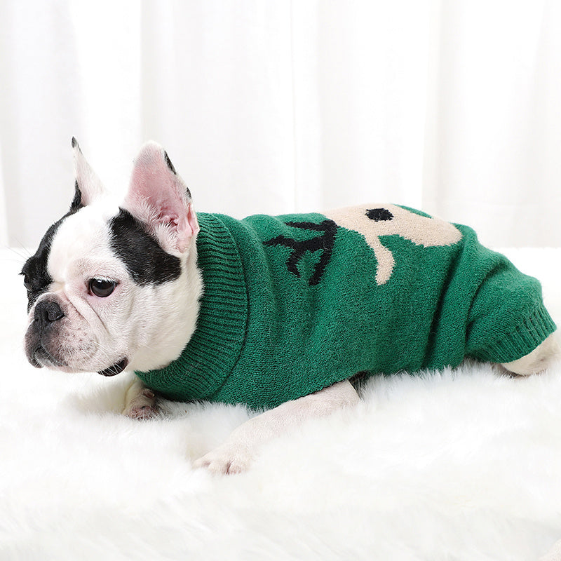 Pull de Noël pour animaux de compagnie, motif imprimé élan, tricot pour chiens et chats, hiver chaud, Noël, Nouvel An, tricot, vêtements tricotés, mignon pour animaux de compagnie