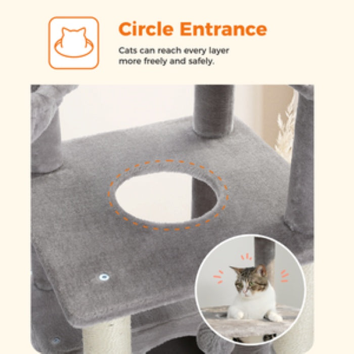 Arbre à chat d'intérieur PAWZ Road 55 pouces avec poteaux à gratter en sisal en peluche