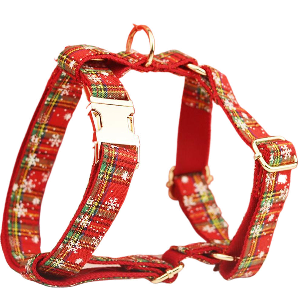 Snowflake Christmas Pet Collar Plaid Dog Rope Leash