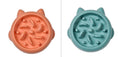 Load image into Gallery viewer, Side-by-side top view comparison of orange and green slow feeder bowls

