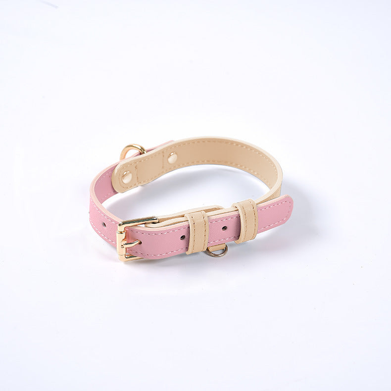 Pastel Leather Dog Collar & Leash Set