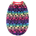 Charger l'image dans la visionneuse de la galerie, Flat lay of sleeveless rainbow skull dog shirt with red collar trim
