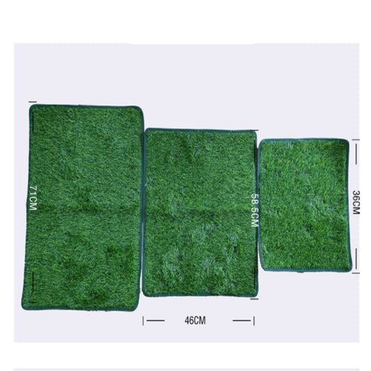 Top view showing dimensions of three artificial grass pet potty mat sizes