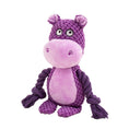 Load image into Gallery viewer, Purple hippo plush rope dog toy similar to previous image with soft texture and rope limbs
