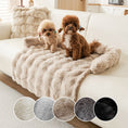 Load image into Gallery viewer, Two small poodles sitting on beige plush dog mat on white sofa with matching decorative pillow
