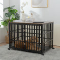 Cargar la imagen en la vista de la galería, Dog crate in a living room setting with a golden retriever inside and decorative plants around

