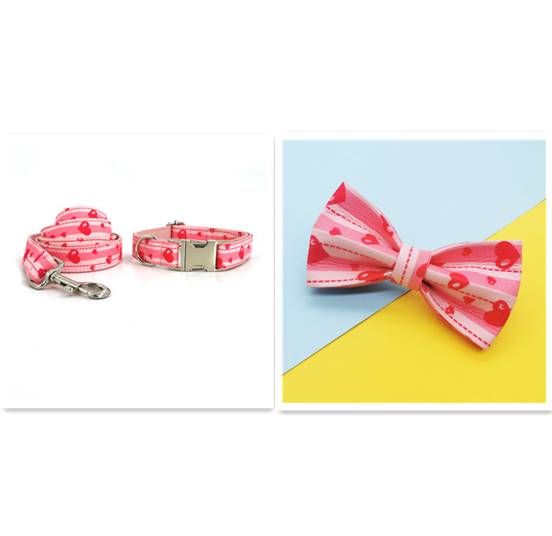 Collar and leash set alongside bowtie accessory displayed together