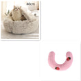 Charger l'image dans la visionneuse de la galerie, Beige dome pet bed with 40cm label and pink U-shaped pillow with strawberry embroidery
